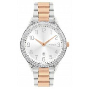 MINET Stříbrno-růžové dámské hodinky AVENUE s čísly MWL5303